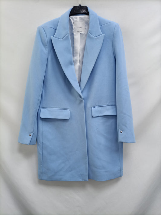 MANGO. Abrigo celeste de vestir T.m