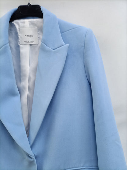 MANGO. Abrigo celeste de vestir T.m