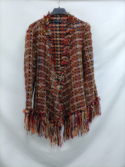 ZARA. Chaqueta tweed marrones T.l