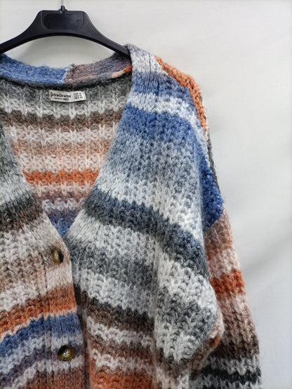 STRADIVARIUS. Cárdigan rayas oversized T.m