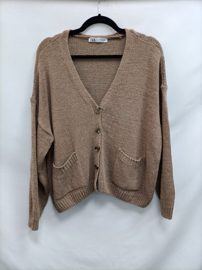 ZARA. Cárdigan marrón T.m