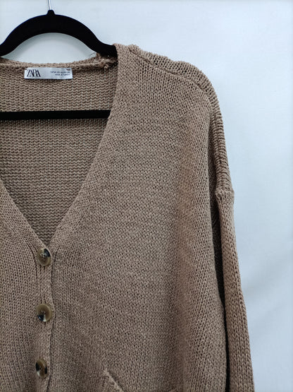 ZARA. Cárdigan marrón T.m