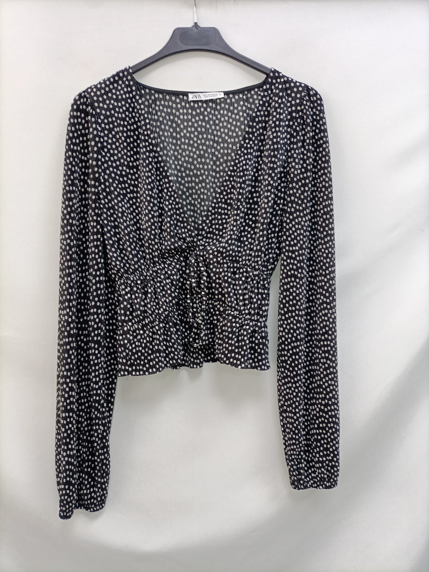 ZARA. Polka Dot Gathered Top Ts