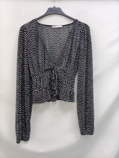 ZARA. Polka Dot Gathered Top Ts