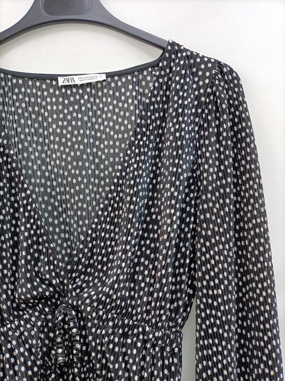 ZARA. Polka Dot Gathered Top Ts