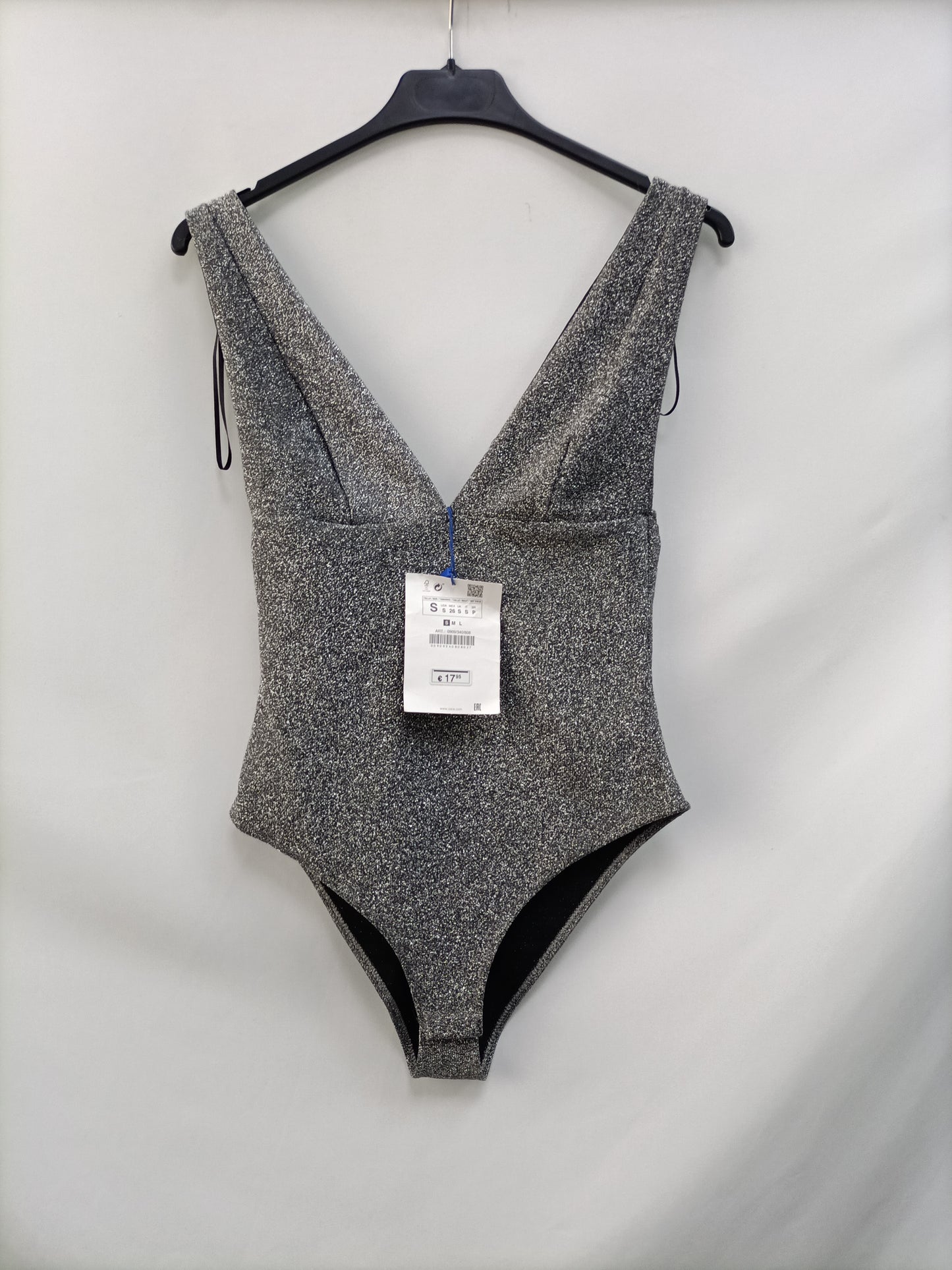 ZARA. Body plateado T.s