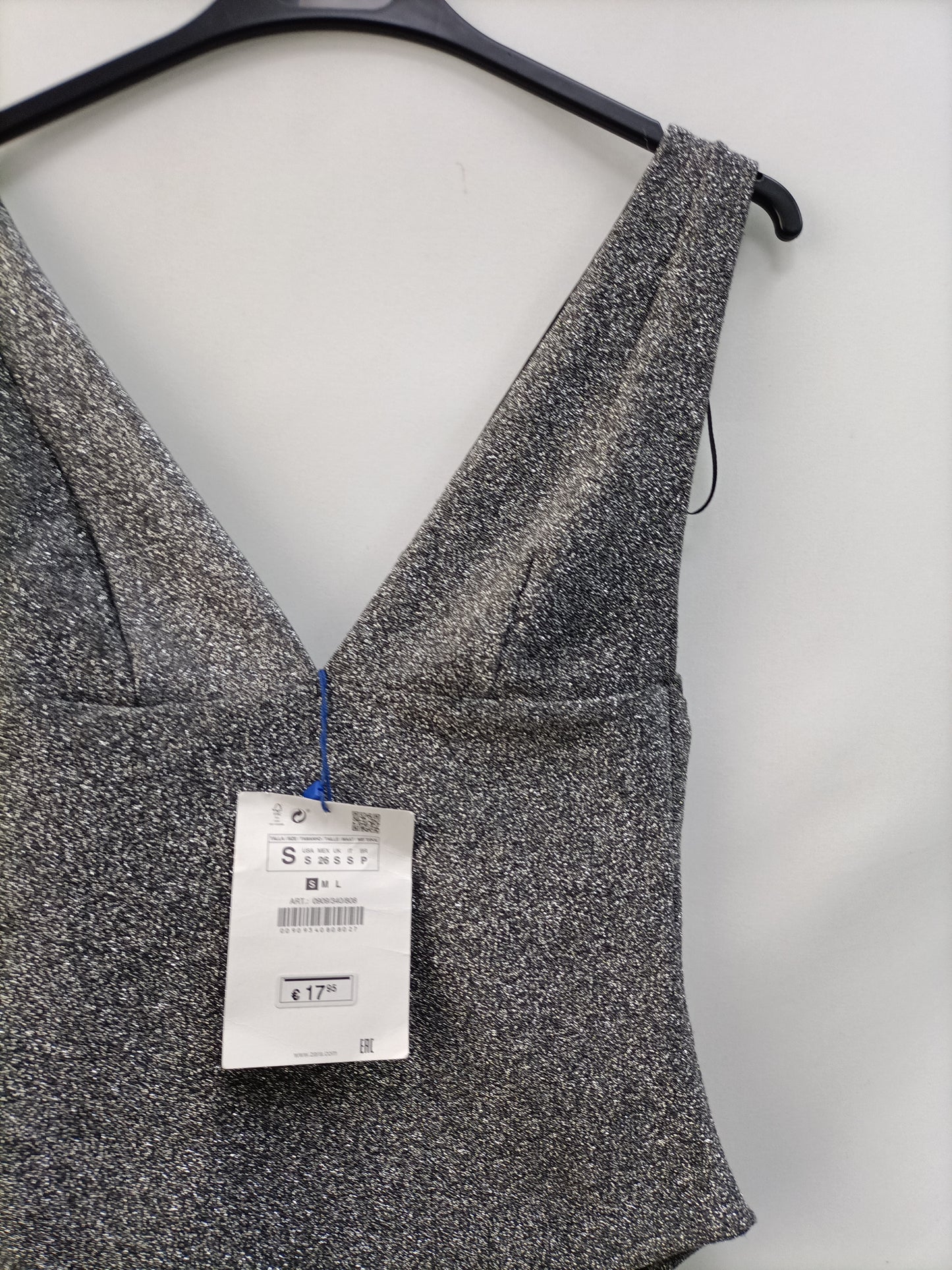ZARA. Body plateado T.s