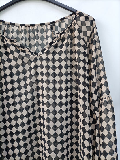 OTRAS. Blusa semitransparente cuadros T.u(s)
