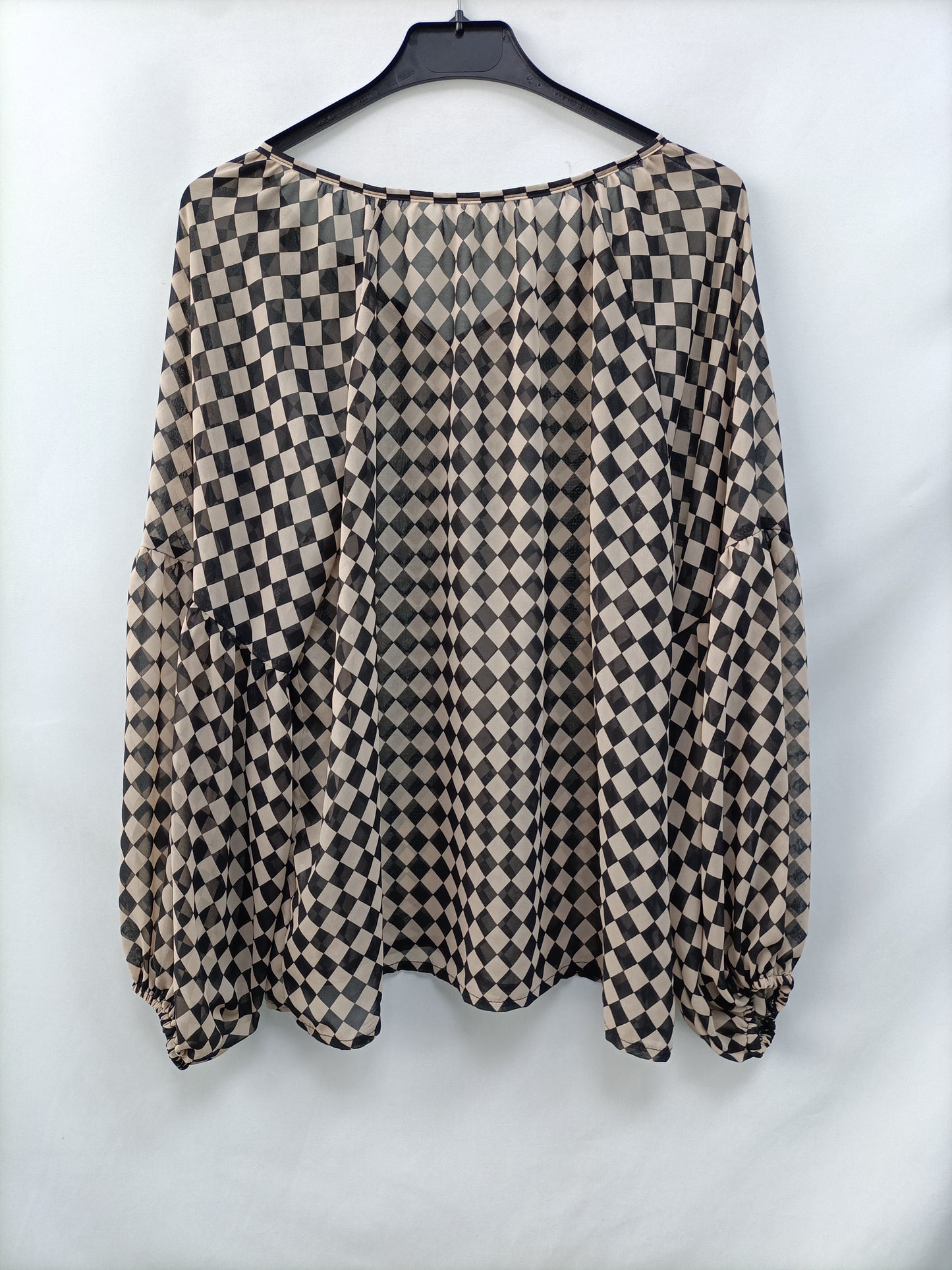 OTRAS. Blusa semitransparente cuadros T.u(s)