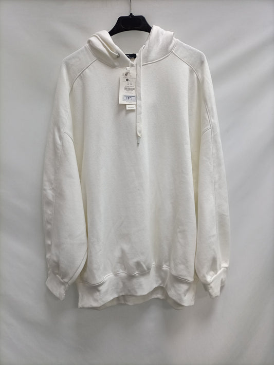BERSHKA. Sudadera blanca oversized T.s
