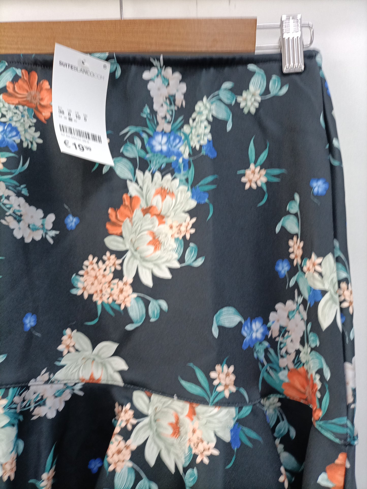 WHITE. Black floral skirt size 38