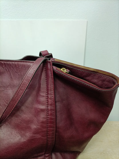 ZARA. Burgundy leather maxi bag
