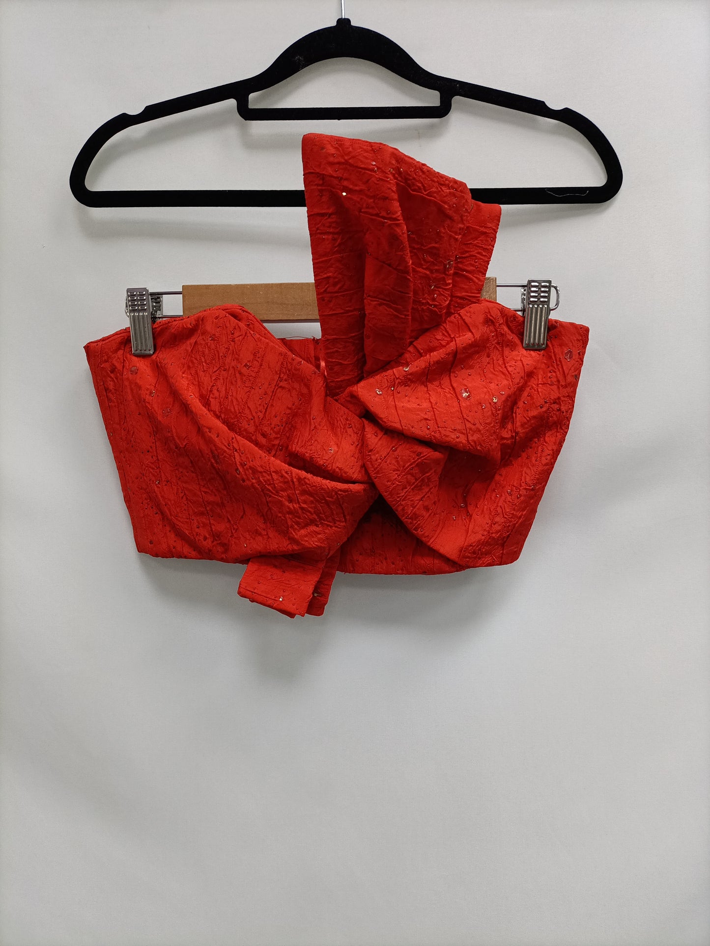 MANGO. Orange Crop Top with Ts Bow