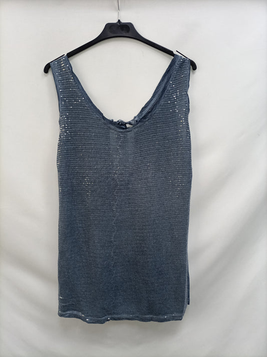 OTHERS. Blue double textured top Tu(m/l)