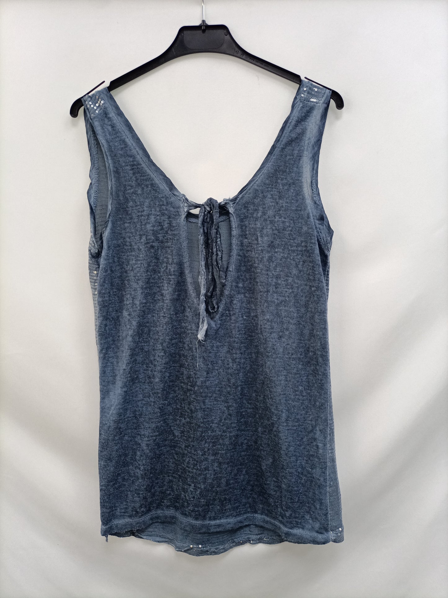 OTHERS. Blue double textured top Tu(m/l)