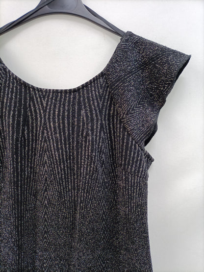 MORGAN. Vestido negro hilos T.40