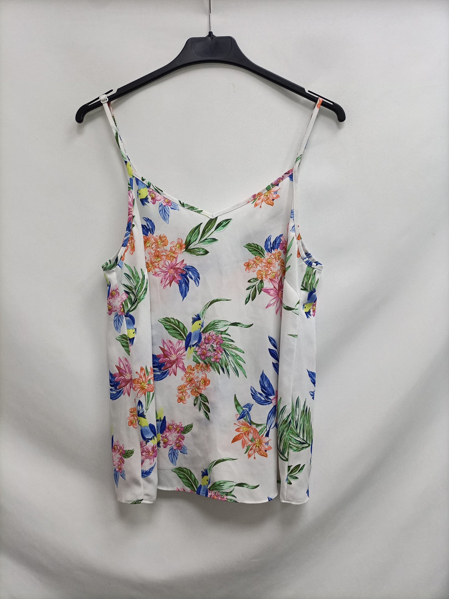 PRIMARK. Top blanco flores T.38