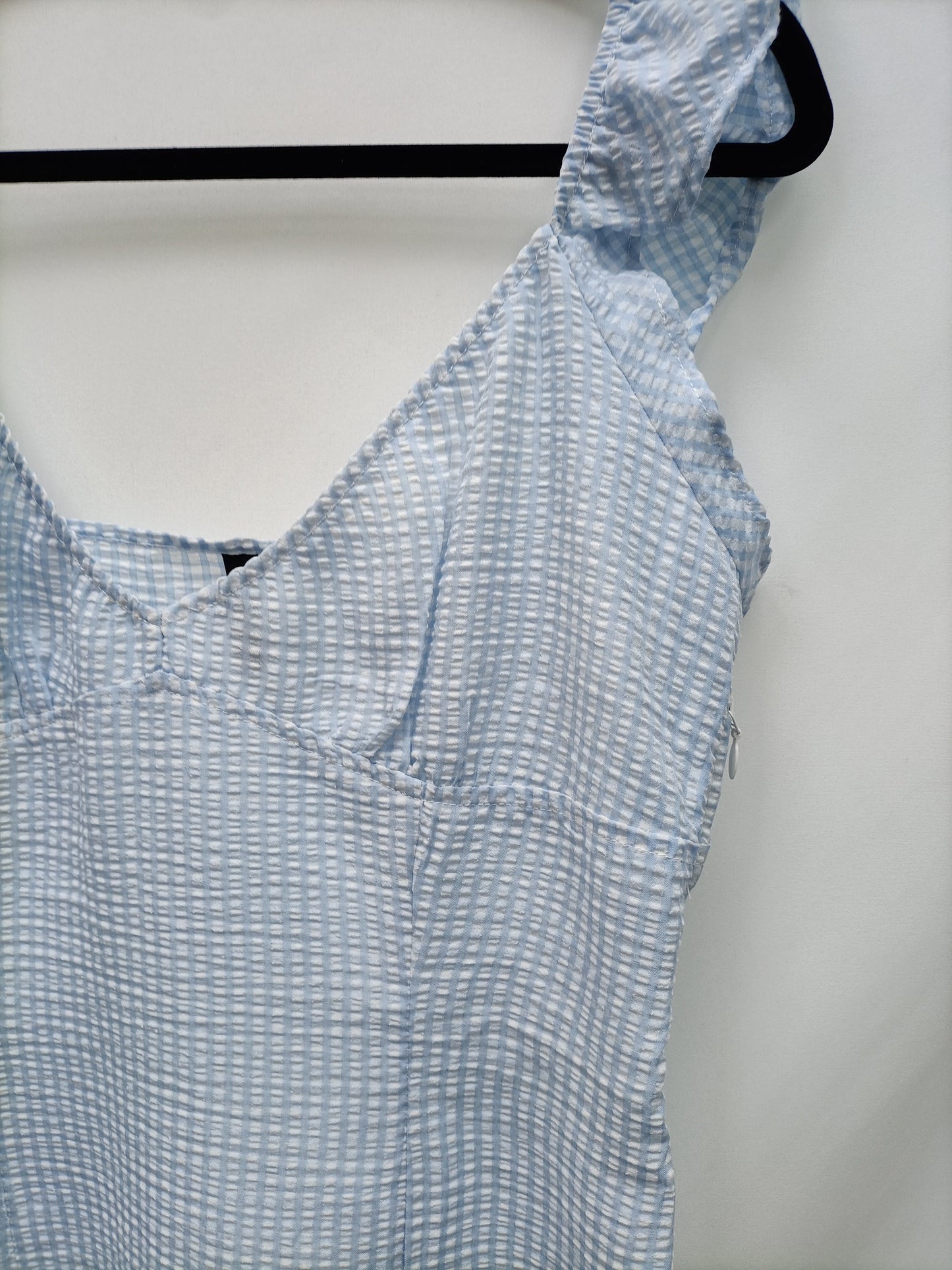 H&M. Vestido textura cuadros T.44