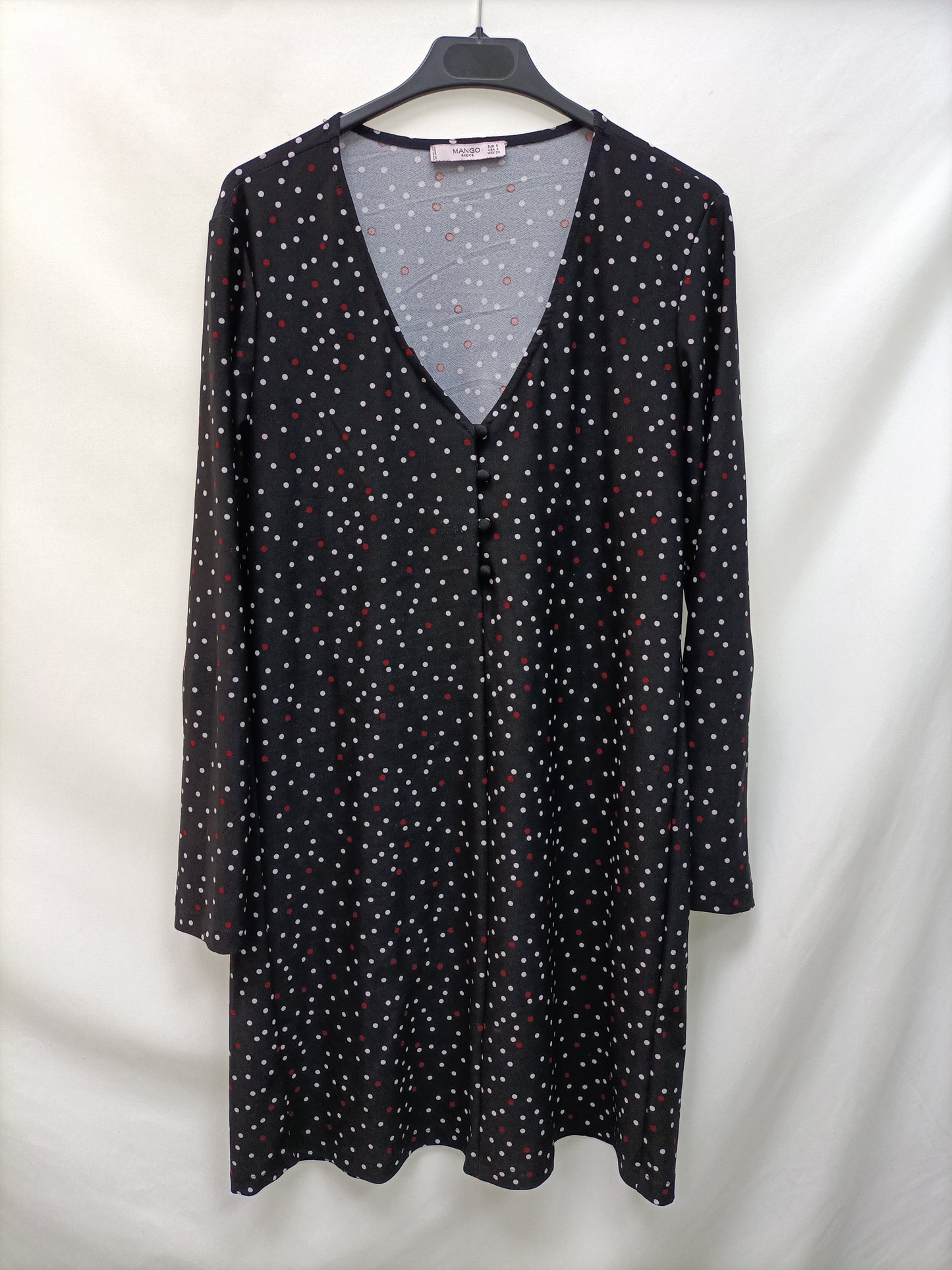 MANGO. Black polka dot Ts dress