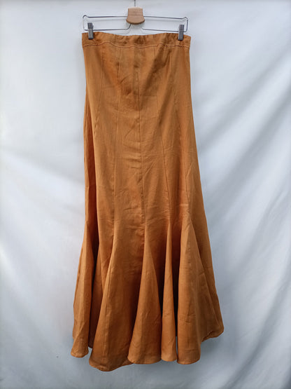 DISSH.Vestido largo palabra de honor camel T.36