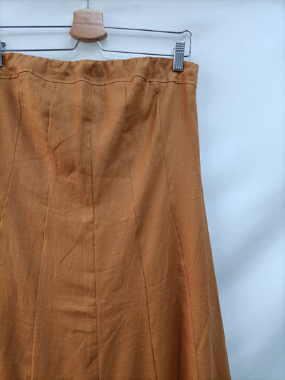 DISSH.Vestido largo palabra de honor camel T.36