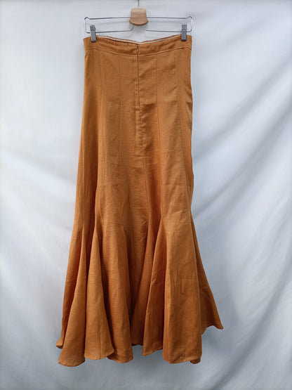 DISSH.Vestido largo palabra de honor camel T.36