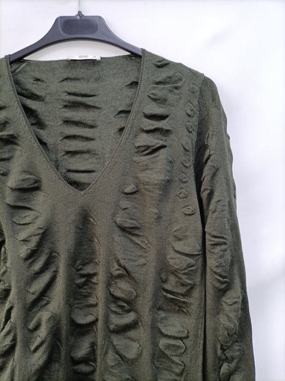 PRADA.Green textured knit top TS