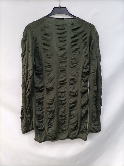 PRADA.Green textured knit top TS