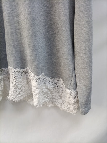 CLAUDIE PIERLOT.Grey white lace sweater T.1(S)