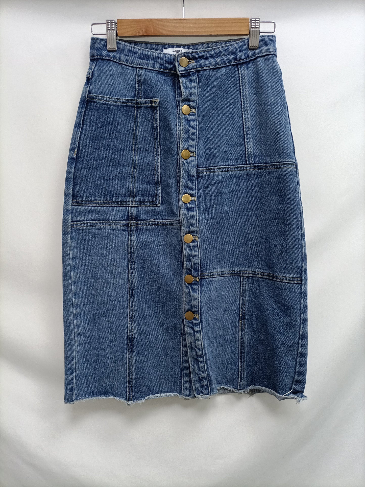 SUNCCO. Denim midi skirt S.1(S)