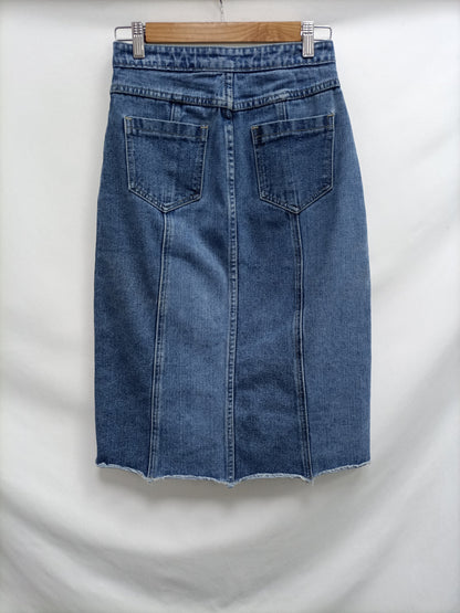 SUNCCO. Denim midi skirt S.1(S)
