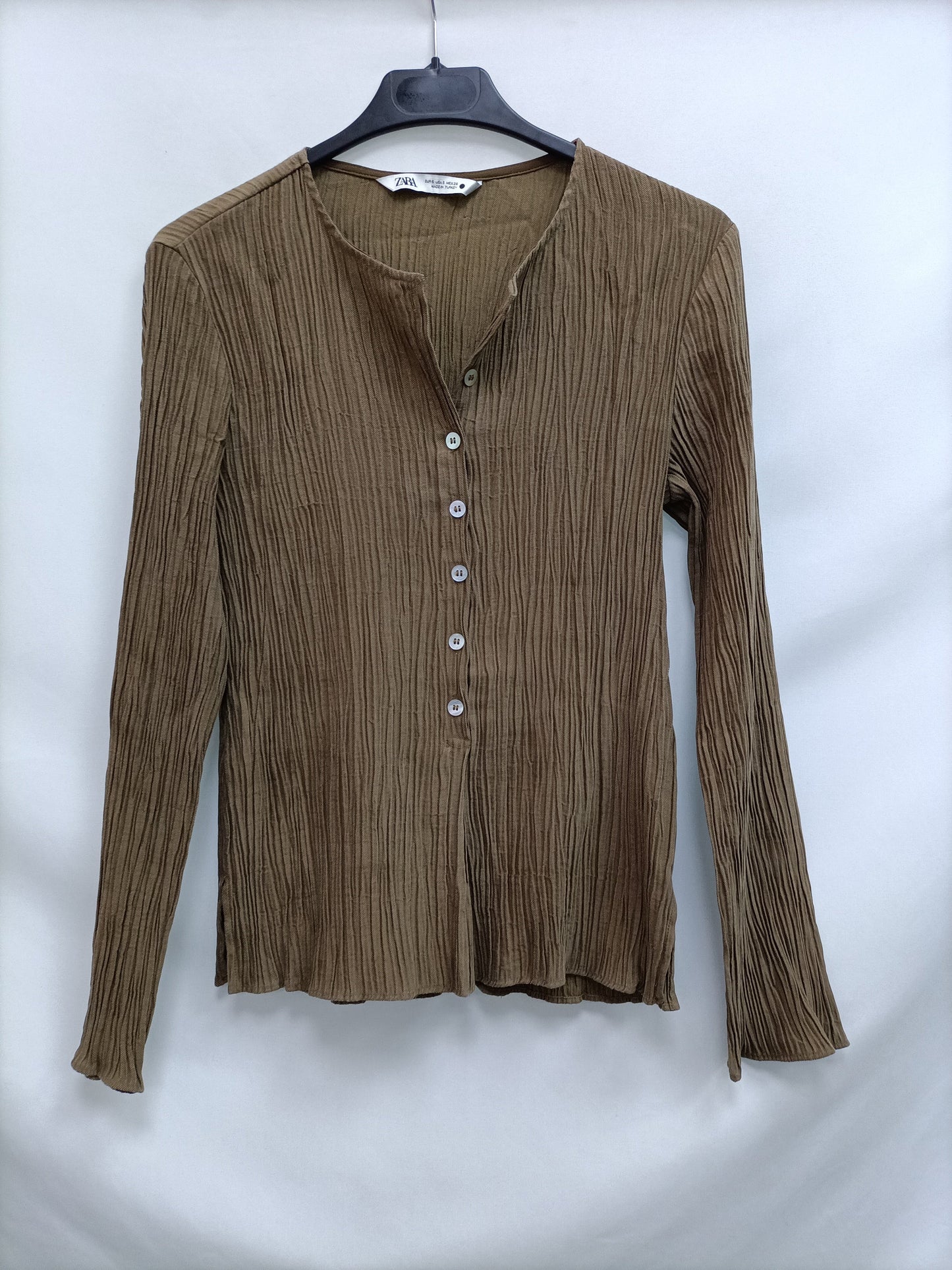 ZARA.Top beige fruncido T.S