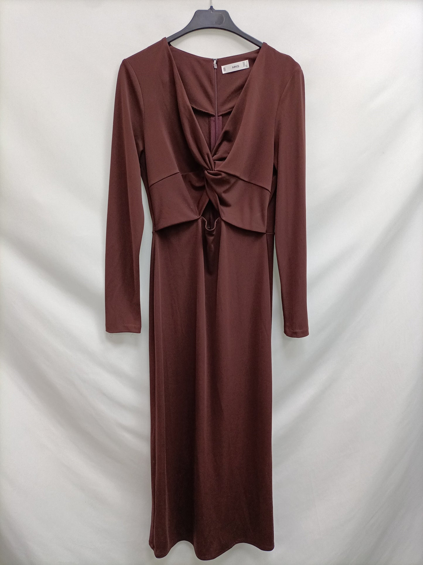 MANGO. Long brown dress with slit TM