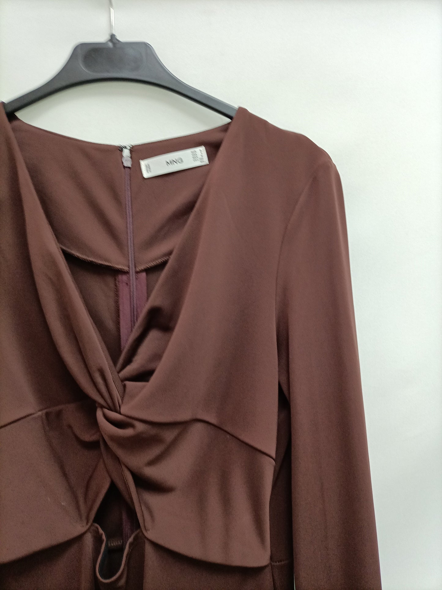 MANGO. Long brown dress with slit TM