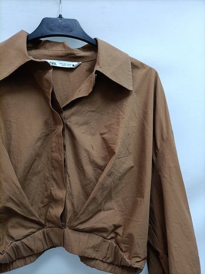 ZARA.Camel cropped TS shirt