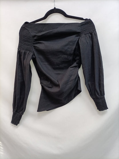 ZARA. Gathered boat neck top S.XS