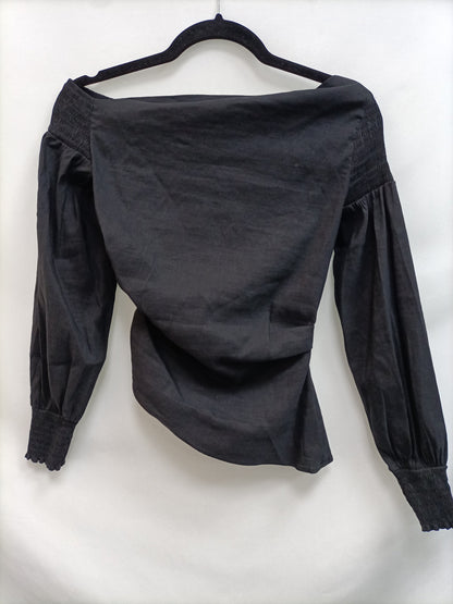 ZARA. Gathered boat neck top S.XS