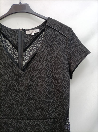 CHARLISE.Black texture dress T.36