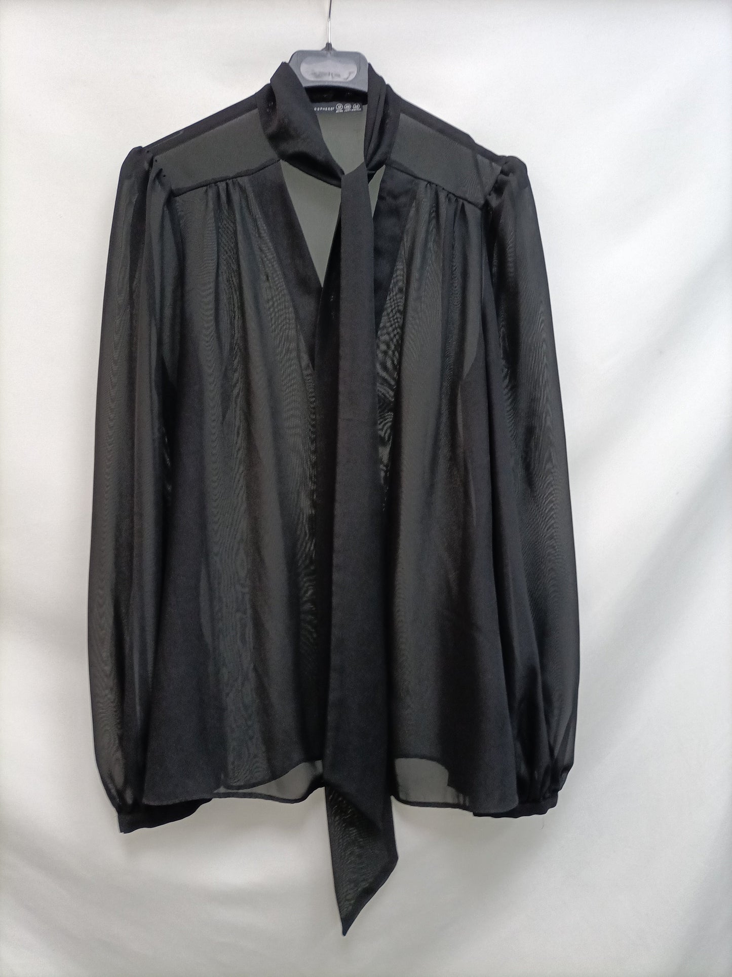 PRIMARK.Blusa negra transparente T.40