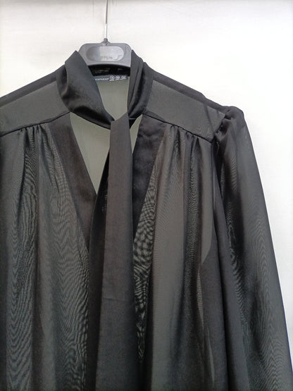 PRIMARK.Blusa negra transparente T.40