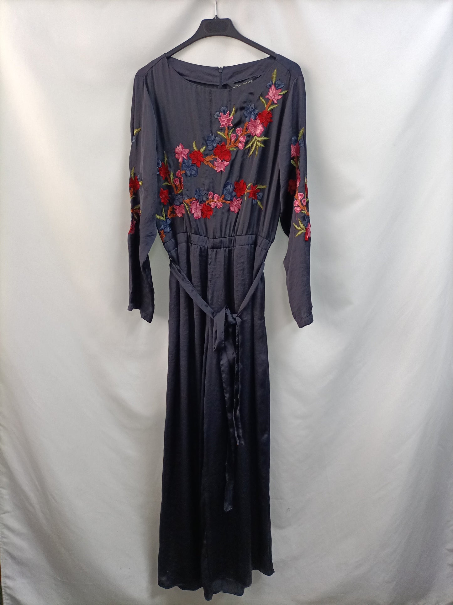 ZARA.Mono azul satinado T.M