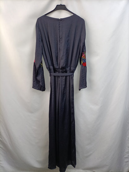 ZARA.Mono azul satinado T.M