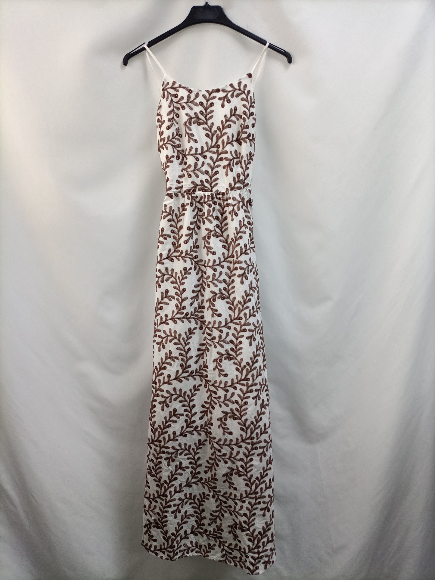 MANGO.Vestido largo bordado T.s (tara)