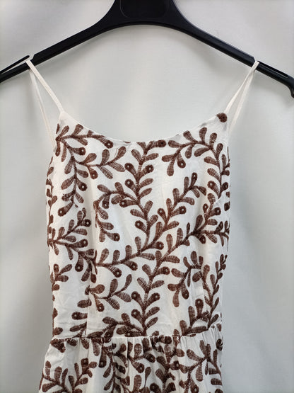 MANGO.Vestido largo bordado T.s (tara)