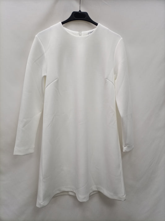 PARTLY. White neoprene dress S.xs