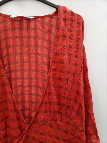 ZARA. Short checked dress Tl