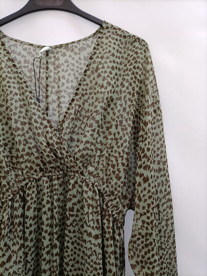 MANGO. Short animal print dress Tl