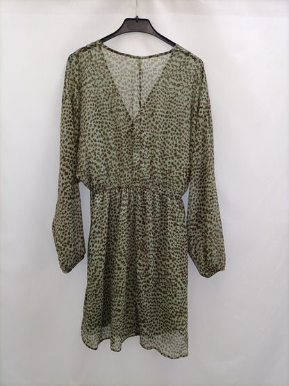 MANGO. Short animal print dress Tl