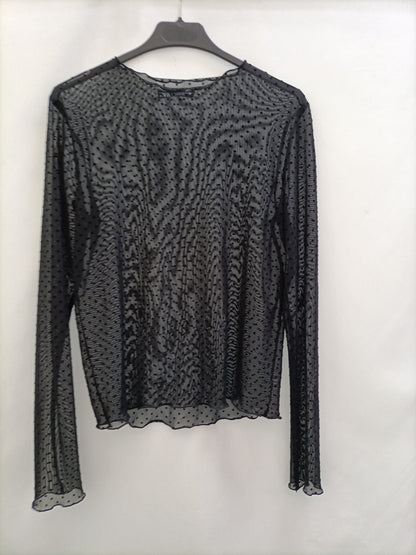 ZARA. Black plumeti top Tm