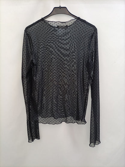 ZARA. Black plumeti top Tm